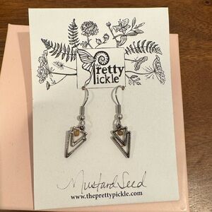 Mustard Seed Silver & Gold Triangle Drop Earrings